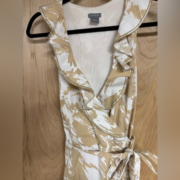 Ann Taylor Tan and White Asymmetrical Sundress - Picture 3 of 7